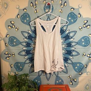 Fabletics large racer back white tank top